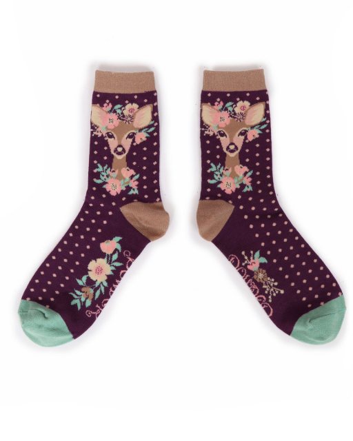 Floral Deer Ankle Socks