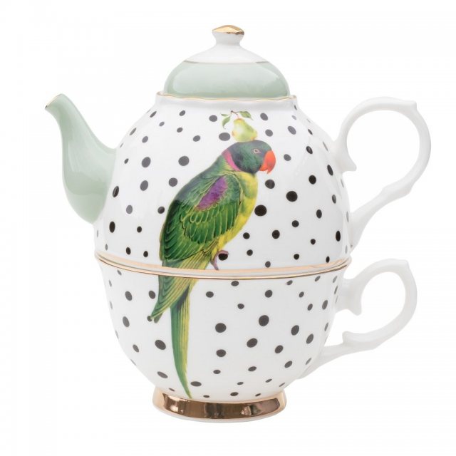 Yvonne Ellen Parrot Polka Dots Tea for One