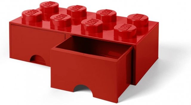 Lego 8-Stud Red Storage Brick Drawer