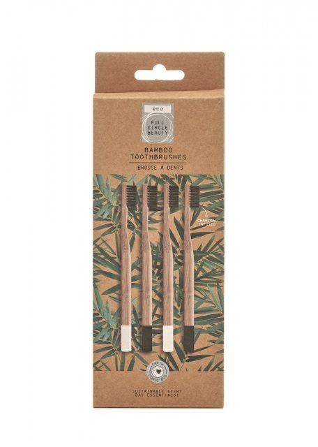 Full Circle Beauty  Clean & Green Bamboo Toothbrushes Pk4