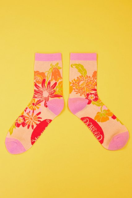 Powder Powder Watercolour Flowers Trainers Socks - Petal