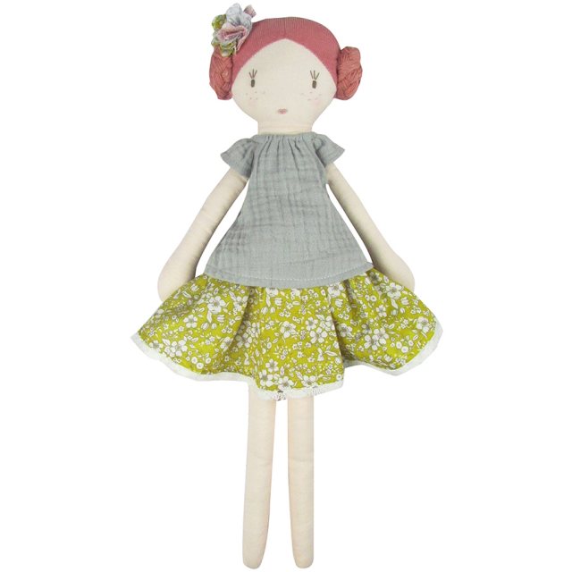 Albetta Powell Craft Rag Doll with Printed Dress & Petal Collar