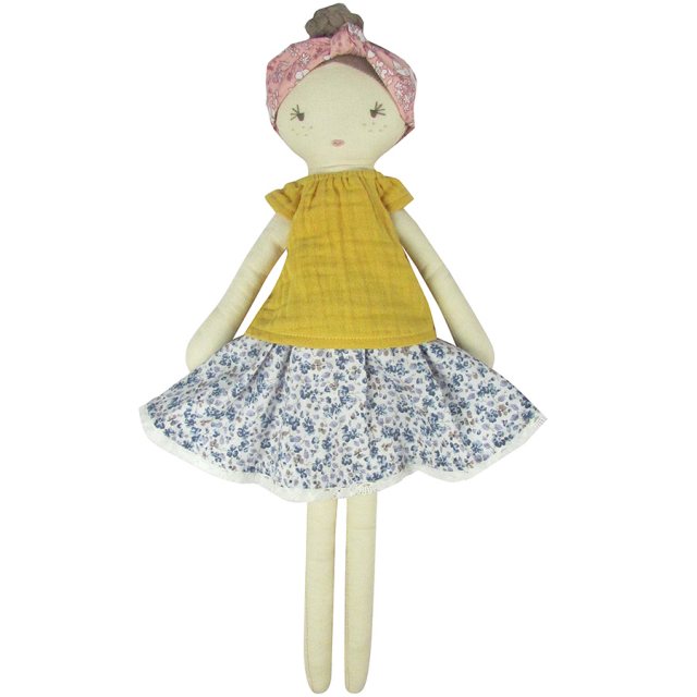 Albetta Powell Craft Rag Doll with Printed Dress & Petal Collar