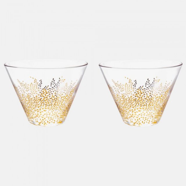 Sara Miller London Sara Miller Chelsea Gold Leaf Glass Bowl Set of 2