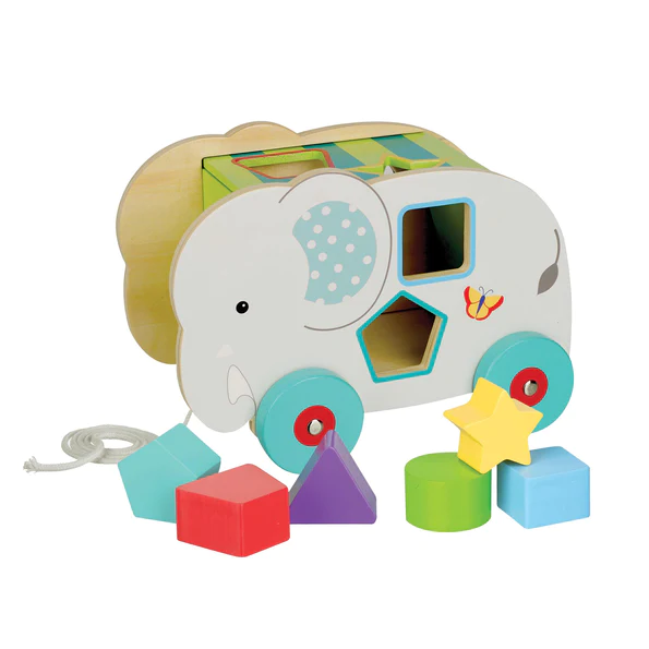 Orange Tree Jungle Elephant Pull Along Shape Sorter