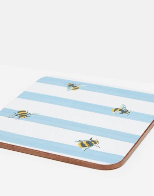 Joules Bee Blue Stripe Set of 4 Cork Backed Coasters