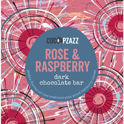 Coco Pzazz Dark Chocolate Rose & Raspberry Bar 80g