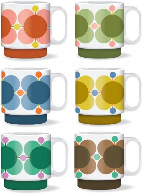 Orla Kiely Set of 6 Stacking Mugs Atomic Flower