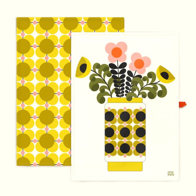 Orla Kiely Set of 2 Tea Towels Vase Of Flowers