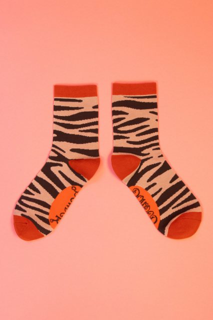 Powder Ladies Ankle Socks Zebra Blue Print