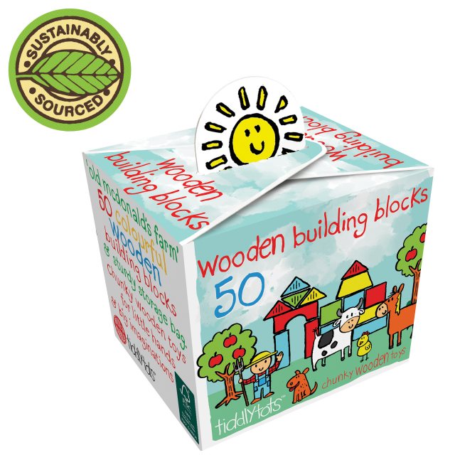 House Of Marbles 50 Piece Wooden Farm Blocks