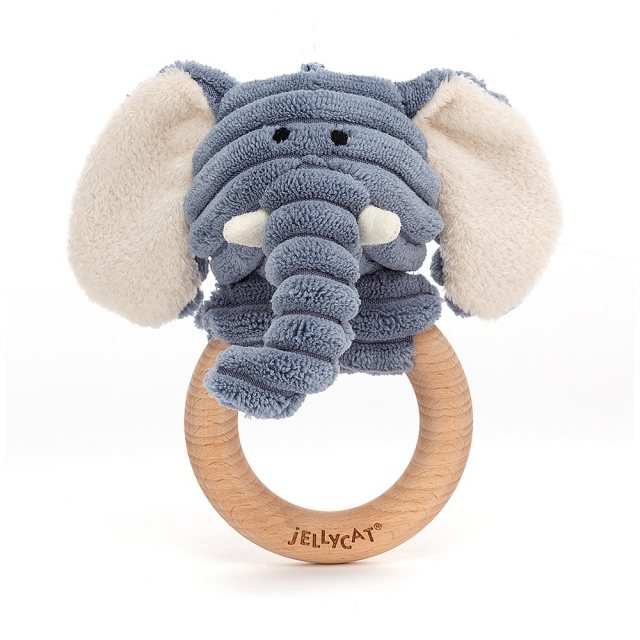 Jellycat Soft Toys Cordy Roy Baby Elephant Wooden Ring Toy