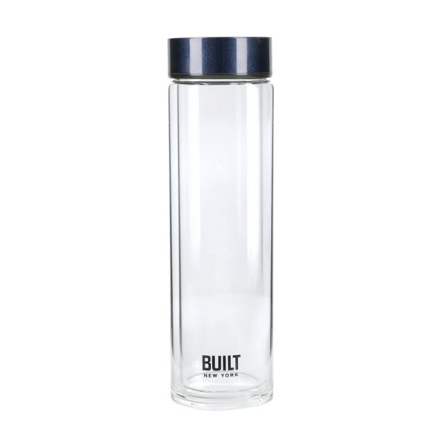 BUILT Built Tiempo Glass 450ml Drinks Bottle Midnight Blue