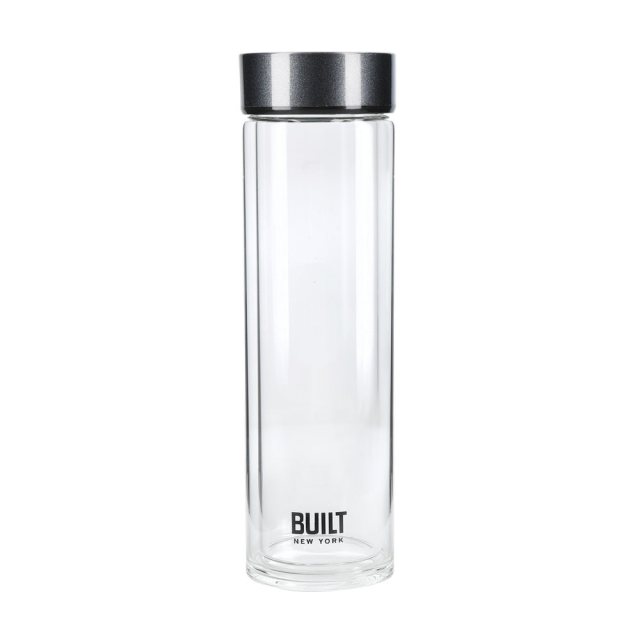 BUILT Built Tiempo Glass 450ml Drinks Bottle Charcoal