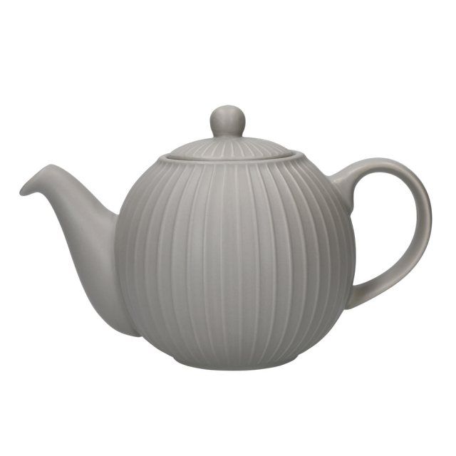 KitchenCraft Globe Textured Teapot 4 Cup Grey Ridged