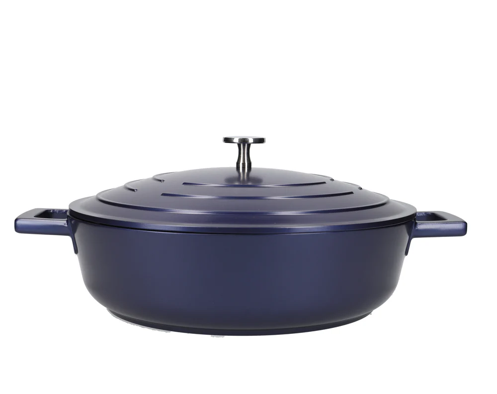 MasterClass Shallow 4 Litre Casserole Dish with Lid - Metallic Blue