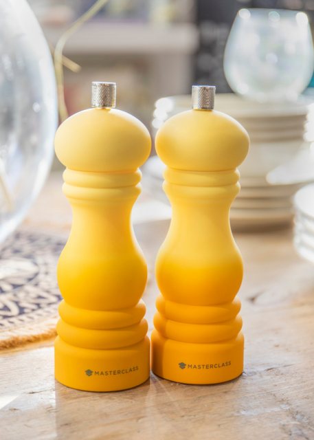 MasterClass Grey Pepper & Salt Grinder Set | 17 Cm Ceramic Grinder, Interchangeable Caps, 5-Year Guarantee