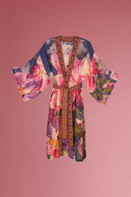 Powder Powder Trailing Wisteria Lux Kimono Gown Amethyst