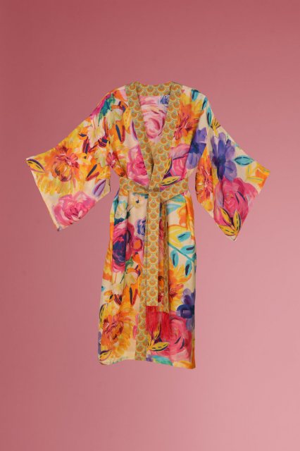 Powder Powder Kimono Gown - Floral Study Denim