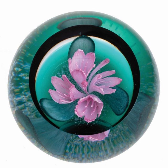 Caithness Glass Paperweight - Royal Botanic Garden Rhododendron Ferrugineum