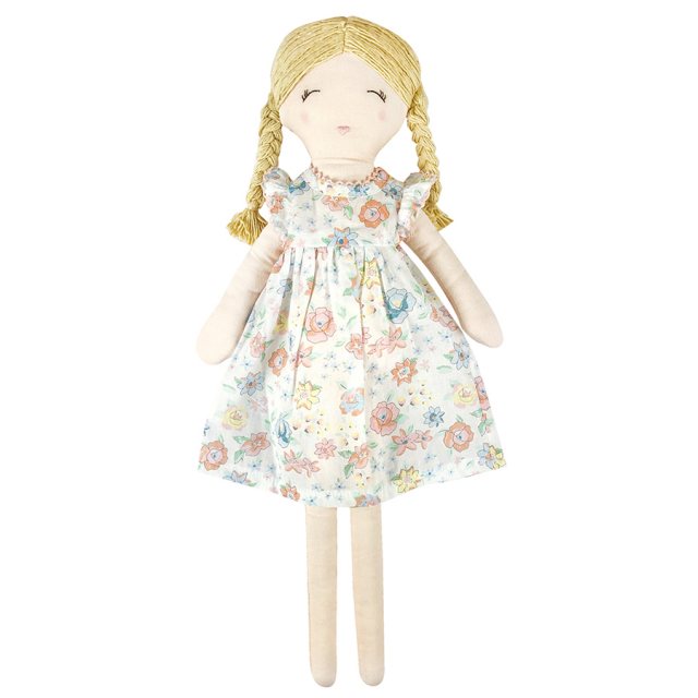 Albetta Powell Craft Rag Doll with Teal Exotic Flower Dress
