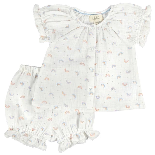 Albetta Mini Rainbow Print Muslin Loungewear