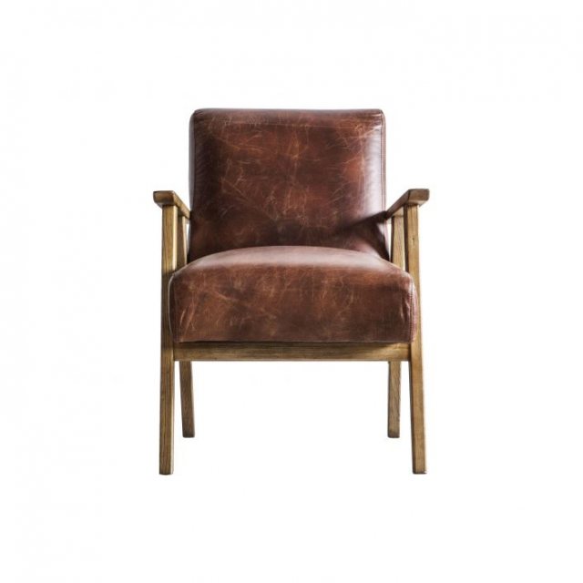 Gallery Direct NEYLAND Armchair Vintage Brown Leather