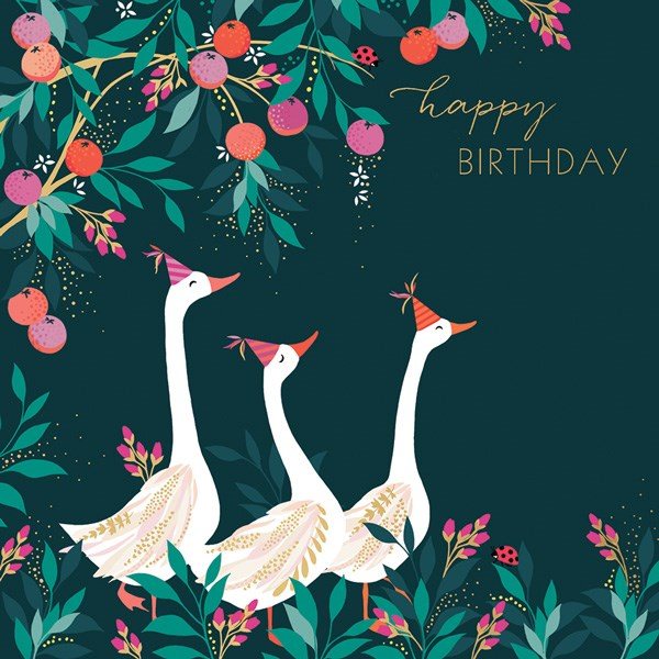 Sara Miller Happy Birthday Card - Geese