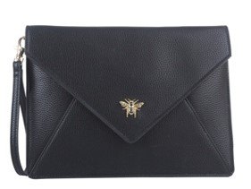 Alice Wheeler London Vegan Leather Black Envelope Clutch Bag