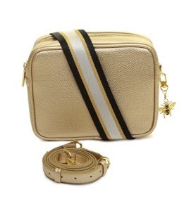 Alice Wheeler London Gold Soho Duel Compartment Camera Cross Body Bag