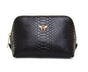 Alice Wheeler London Black Luxury Snake Print Beauty Bag