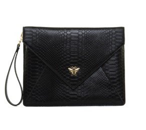 Fancy Metal Goods Black Luxury Snake Print Chelsea Clutch Bag