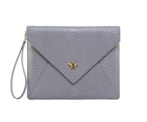 Alice Wheeler London Vegan Leather Grey Luxury Snake Print Chelsea Clutch Bag