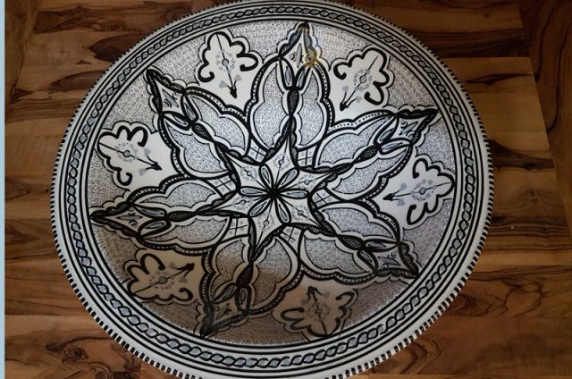 Bio Farm Trading Autumn Design Black & White Serving Bowl XXL 40cm