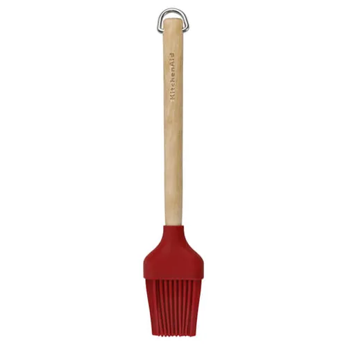 KitchenAid Birchwood Basting Brush with Silicone Head - Red