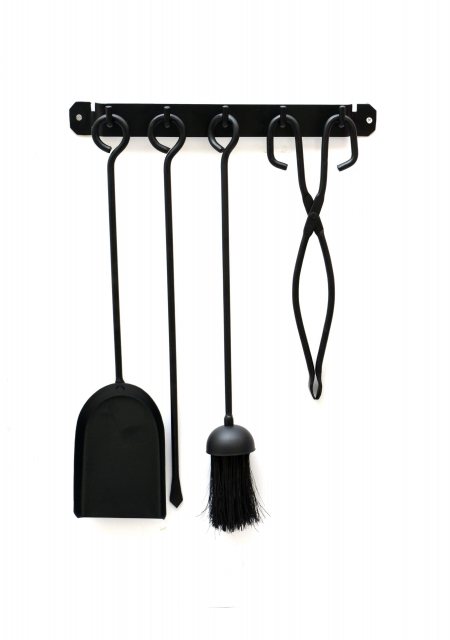 Matt Black Wall Hanging 4pc Fire Tool Set