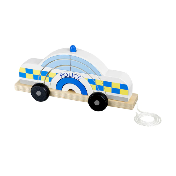 Orange Tree Toys Police Car Stacking Pull Along