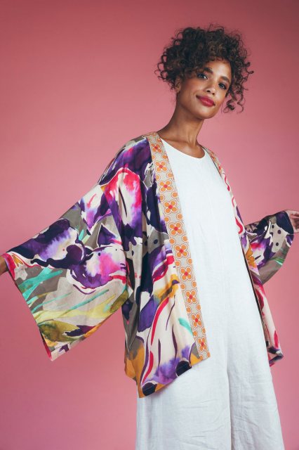 Powder Powder Kimono Jacket - Floral Study Petal