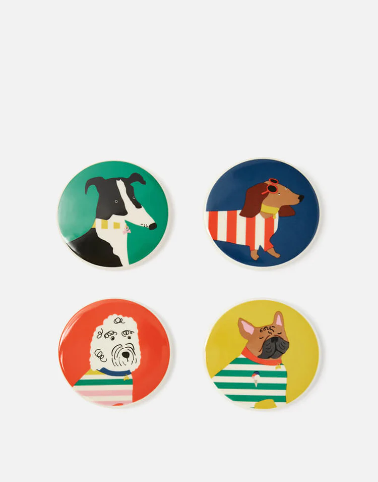 Joules Brightside Dog Coasters Set of 4