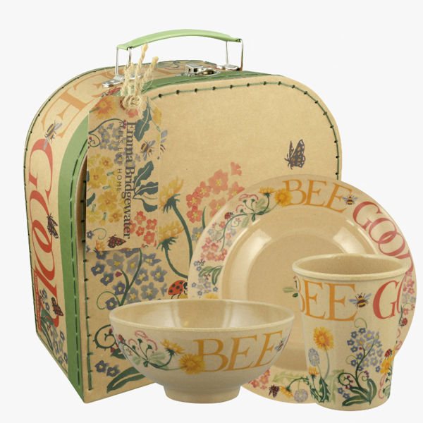 Emma Bridgewater Bee Good 3 Piece Rice Husk Dinnerware Gift Set & Case