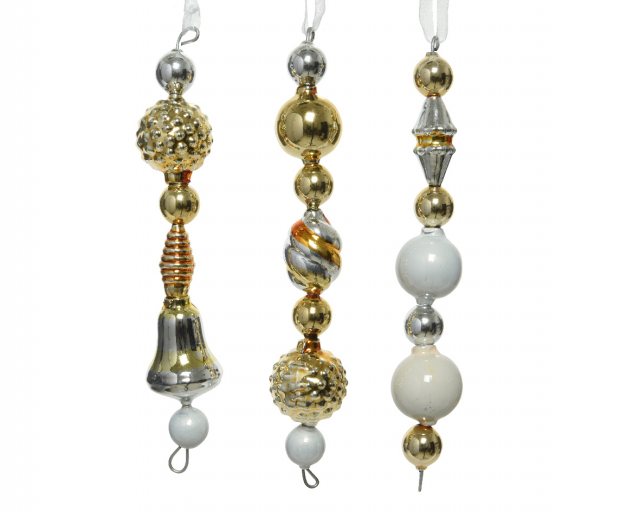 Glass Hanger Decorations -  Shiny Mix Light Gold/Colours