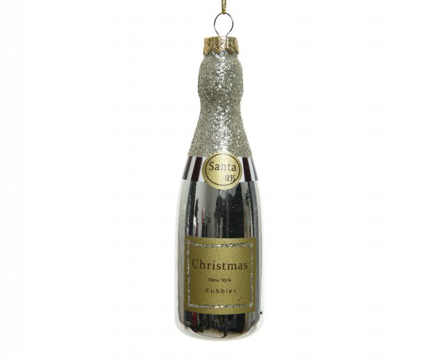 Gold Champagne Bottle Glass Decoration