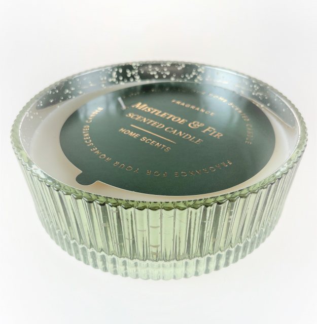 Mistletoe & Fir Scented Embossed Glass Candle