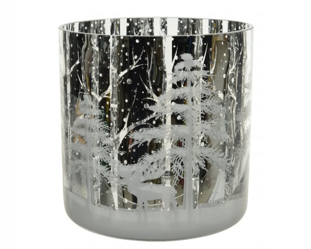 Medium Hurricane Glass Shiny Trees Antique