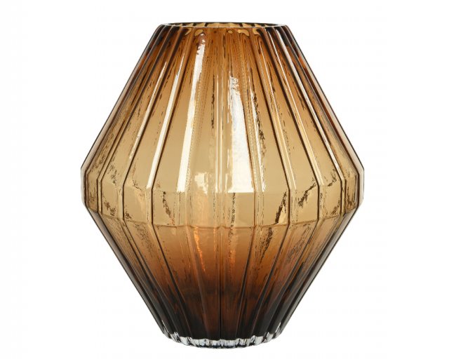 Glass Vase Glass Diamond Rim Relief - Brown