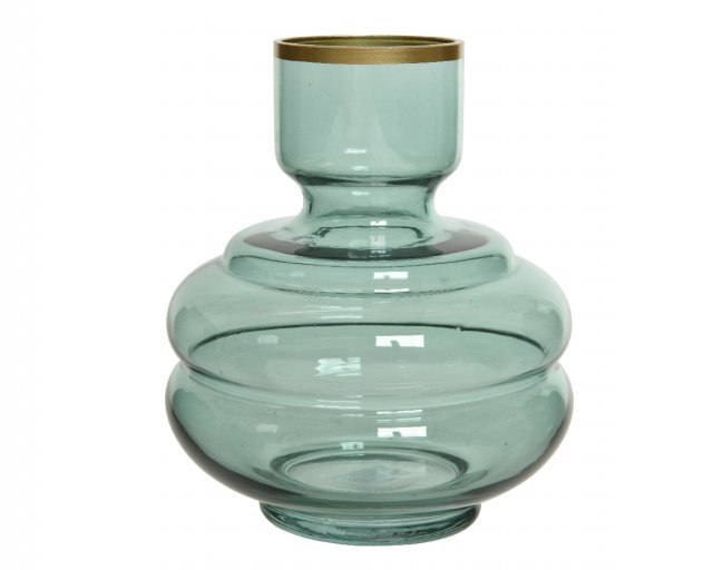 Glass Vase Totem Colorflow - Gold Rim / Green