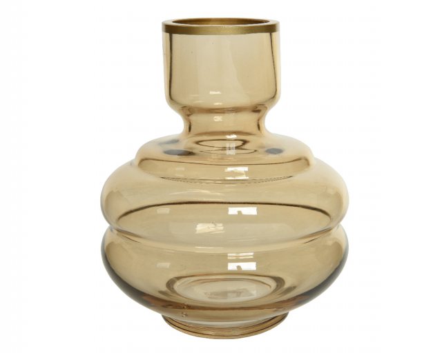 Glass Vase Totem Colorflow - Gold Rim /Peach