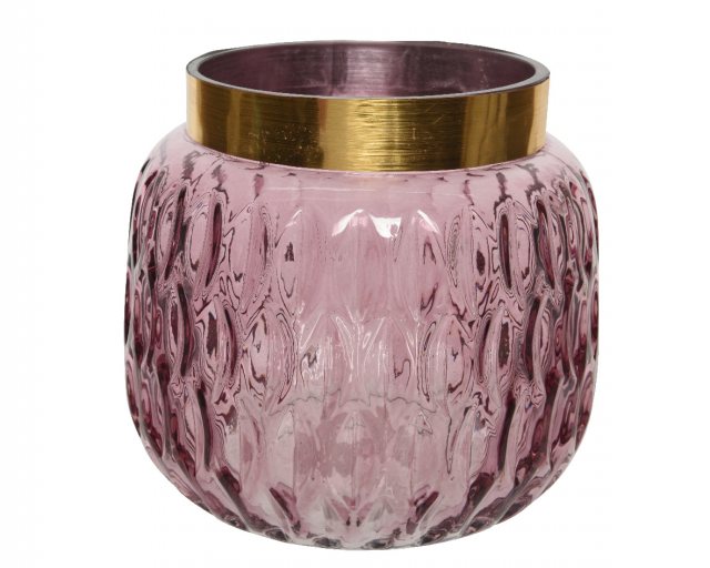 Pink Glass Vase Shiny With Spray Colour 16x13.5cm