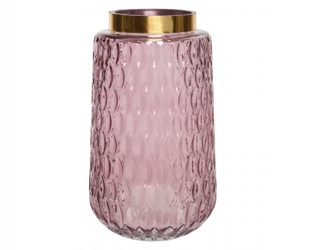 Tall Pink Glass Vase Shiny With Spray Colour 15x26cm
