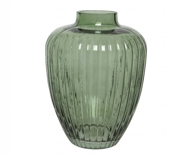 Tall Glass Vase Shiny With Spray Colour - Green